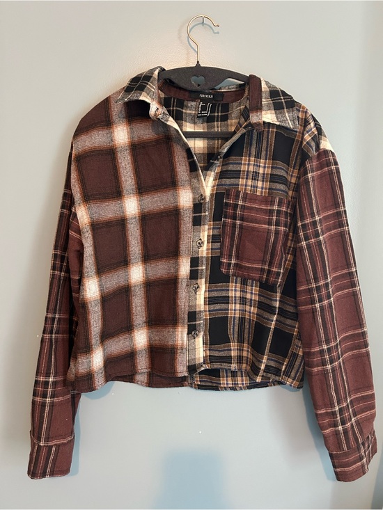 Forever 21 Tops - Forever 21 Brown & Black Plaid Button Down